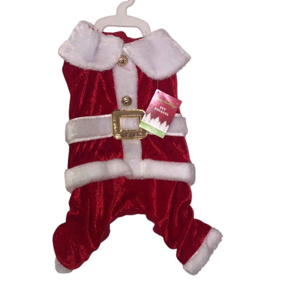 Happy Holidays PET APPAREL Santa Suit Outfit  -Size Small  Cat Dog Dog Clothes